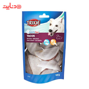 تشویقی سگ تریکسی تاکو با طعم پوست خام و گوشت اردک Trixie Tacos Denta Fun